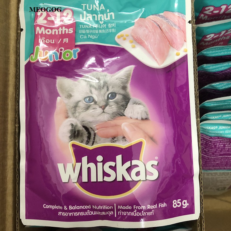 Pate Whiskas Junior Thức Ăn Dinh Dưỡng Cho Mèo Con | Gói 85g MEOGOG