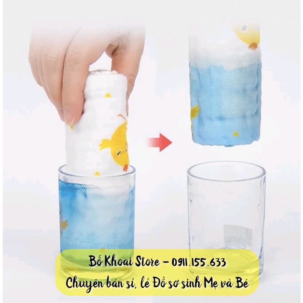 Khăn xô sữa nhăn 6 lớp - Set 5 khăn xô sữa siêu mềm, siêu thấm cho bé - Bố Khoai Store