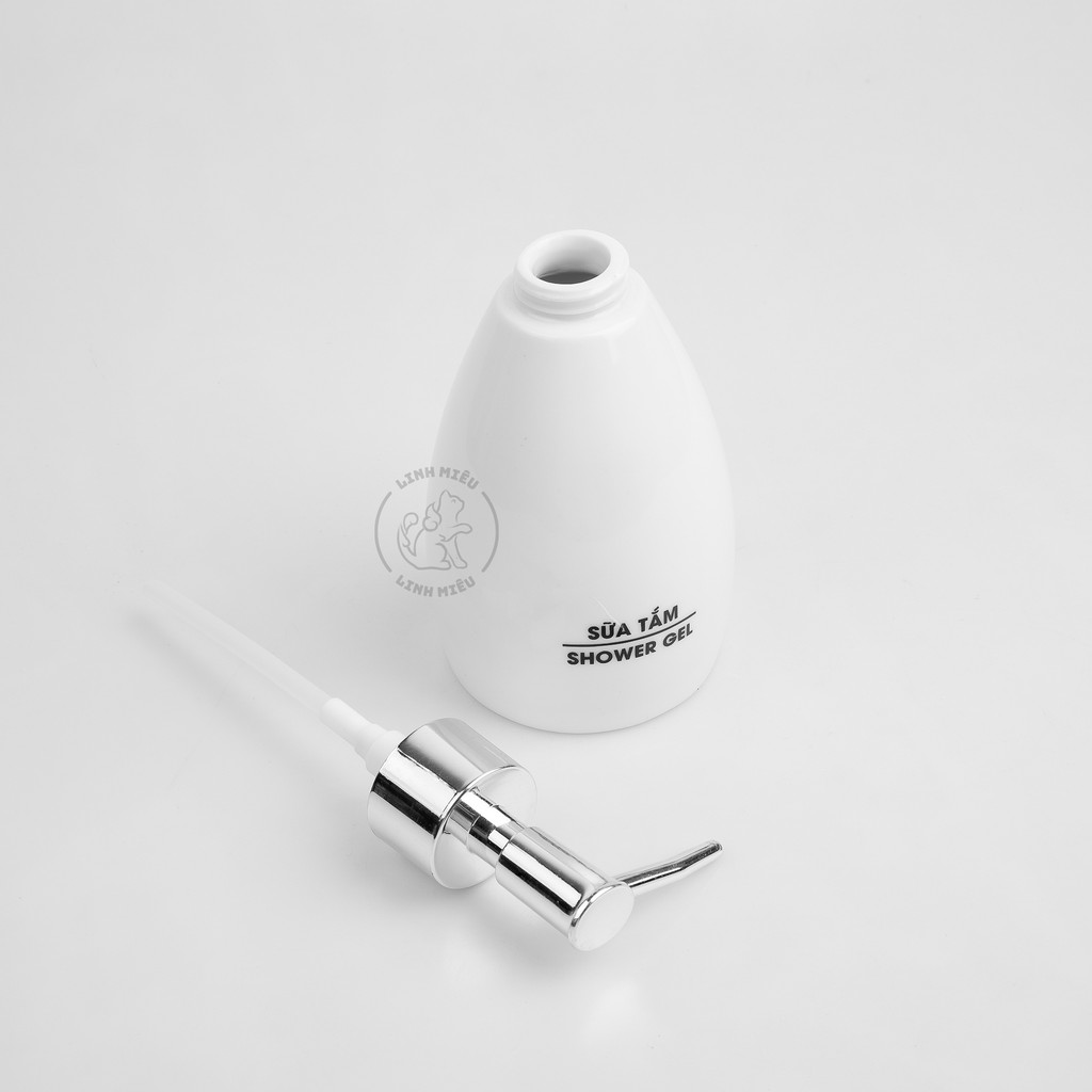 Combo 2 bình sứ đựng dầu gội, sữa tắm, nước rủa tay bằng sứ Bát Tràng cao cấp dáng xoài