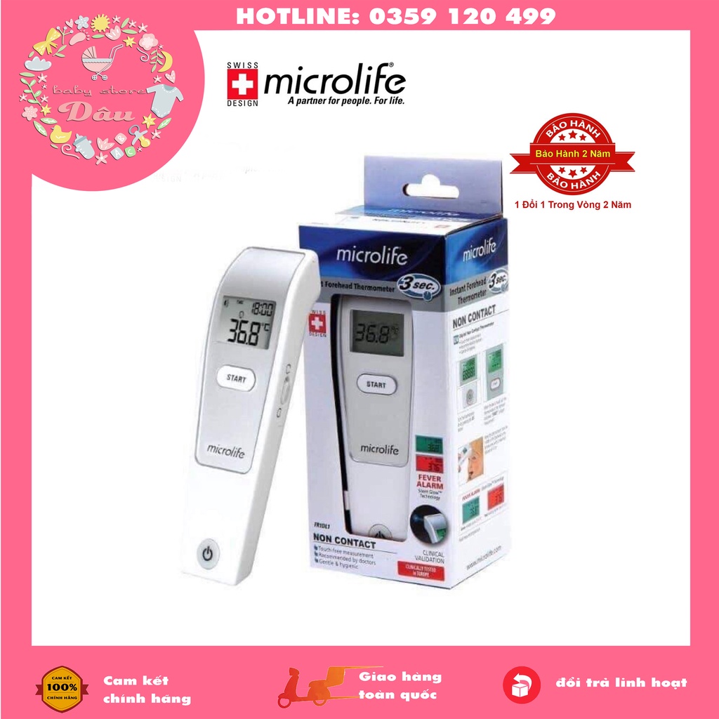 Nhiệt kế hồng ngoại điện từ Microlife FR1MF1 cho bé - chính hãng bảo hành 2 năm