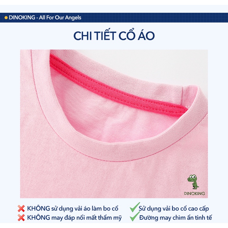 Áo thun bé gái DINOKING áo phông cho bé cộc tay mùa hè hoạ tiết số tuổi thêu nổi 3D phù hợp trẻ em 2 - 8 tuổi AT22