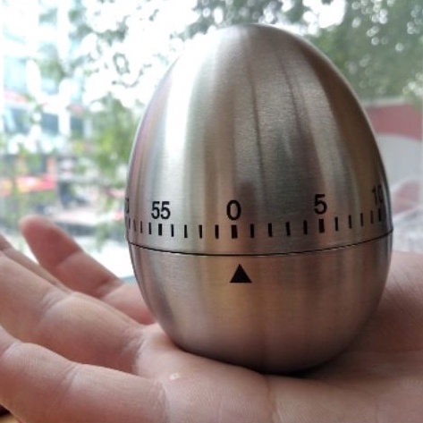 Đồng hồ POMODORO quả trứng kim loại đếm ngược 60' trang trí bàn làm việc