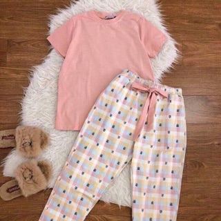 Bộ nữ áo cotton quần lụa