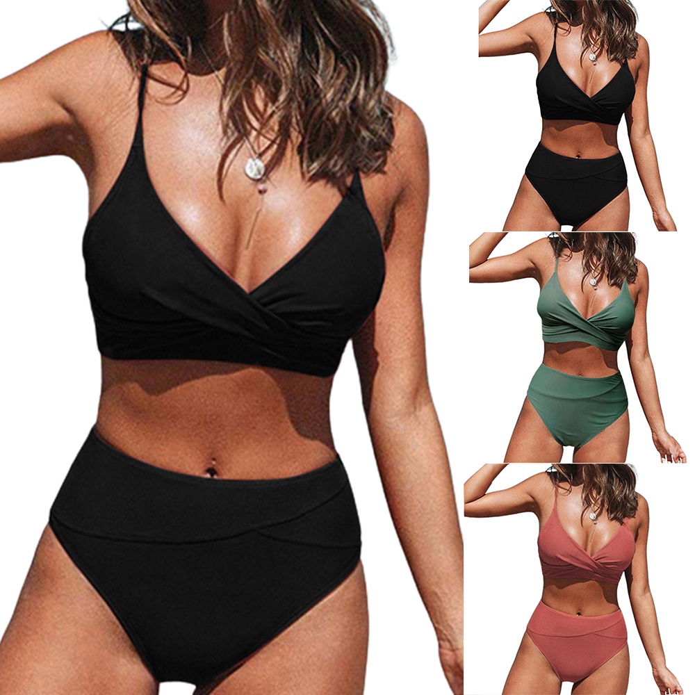Bikini Lưng Cao Thiết Kế Chéo Quyến Rũ Cho Phái Nữ