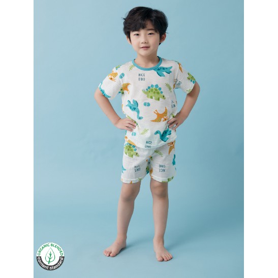 Bộ pijama cộc bé trai Nice Dino 100% cotton - Olomimi Hàn Quốc