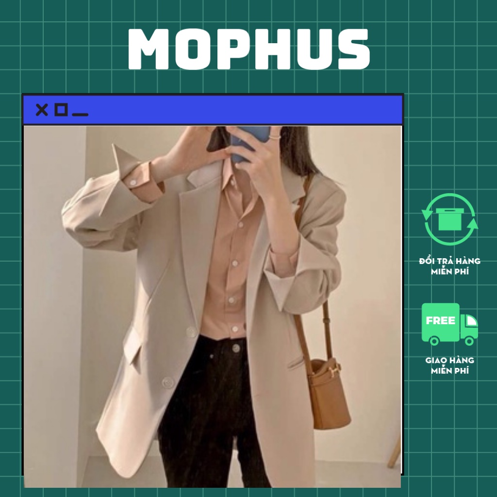 Áo blazer nữ 2 lớp áo vest nữ blazer hàn quốc dài tay 4 cúc vải dày 2 lớp Mophus MB010