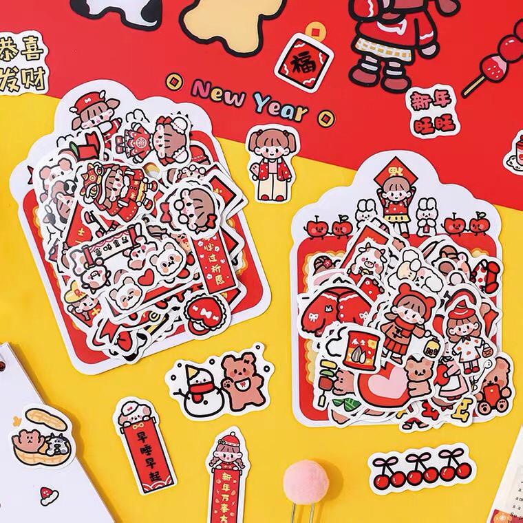Bộ 10 Sticker hoạt hình cute dán màn hình, bàn học, tủ, mũ bảo hiểm, vali