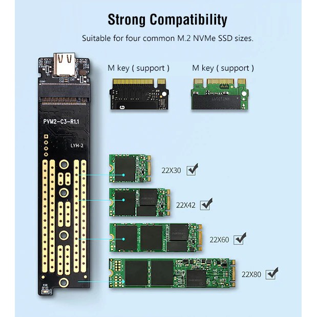 Box Ổ Cứng SSD M.2 NVMe PCIe ORICO M2PV-C3 Chuẩn USB 3.1 Type-C - Biến SSD M2 NVMe thành ổ cứng di động