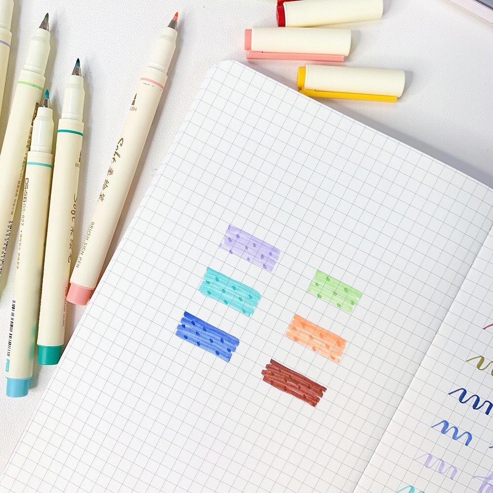 Bút viết calligraphy, brush Soft màu pastel trang trí sổ Bullet Journal - A71