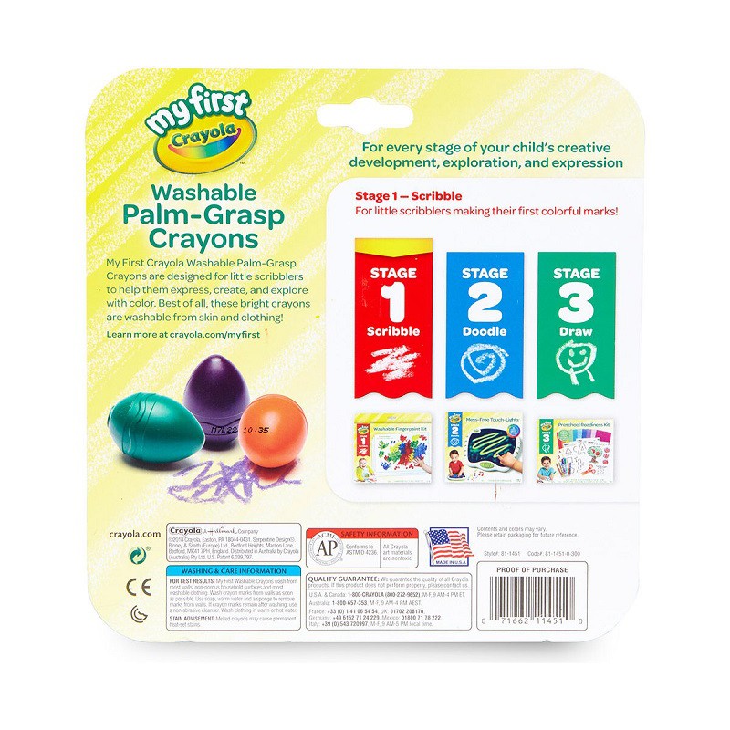 Bộ 6 bút sáp màu My First Crayola hình quả trứng, dễ tẩy rửa