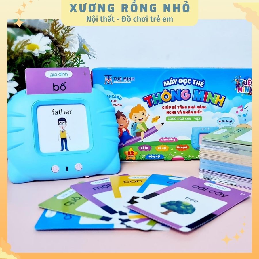 Máy đọc thẻ song ngữ Anh Việt flashcard 112, 255 thẻ 510 từ vựng nhiều chủ đề - đồ chơi thông minh Xương Rồng Nhỏ