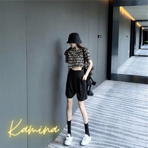 Áo thun Croptop KAMINA - Áo phông unisex ngắn tay HÀNG HÓT 2021 basic in hình tay lỡ nam nữ AT14