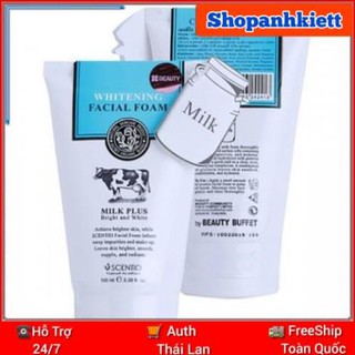 Sữa Rửa Mặt Trắng Da Con Bò Milk Plus Whitening Q10 Facial Foam 100ml + tặng vòng chỉ đỏ may mắn