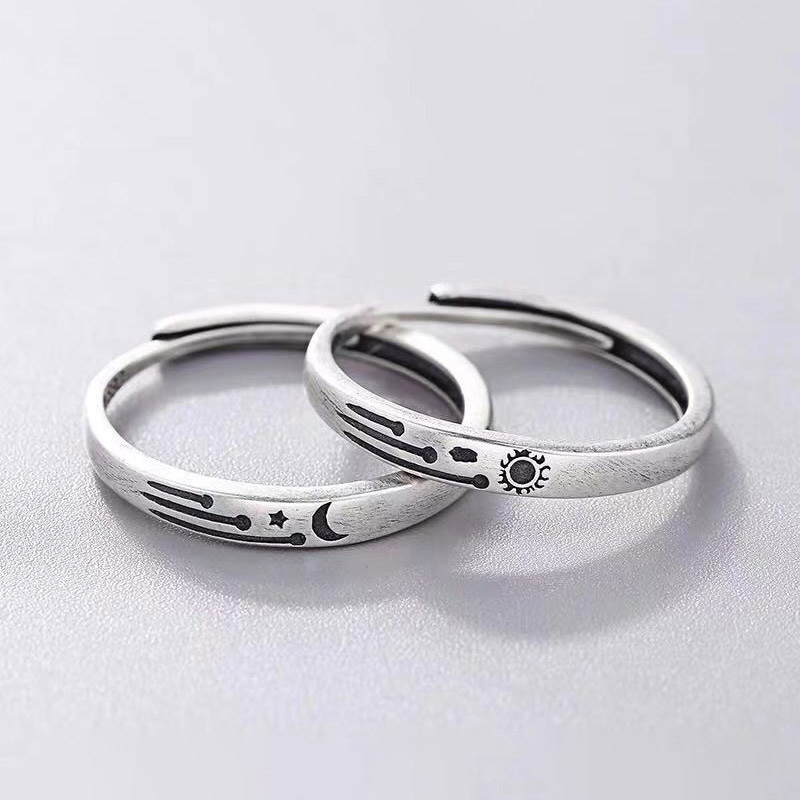 Nhẫn Cặp Hở Hình Mặt Trời / Mặt Trăng Đơn Giản Thời Trang