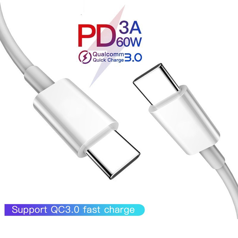 Fast Charger USB Type C to USB Type C Cable 60W PD QC 4.0 Quick Charge USB-C Cable For Samsung Galaxy S10 S9 Xiaomi Redmi