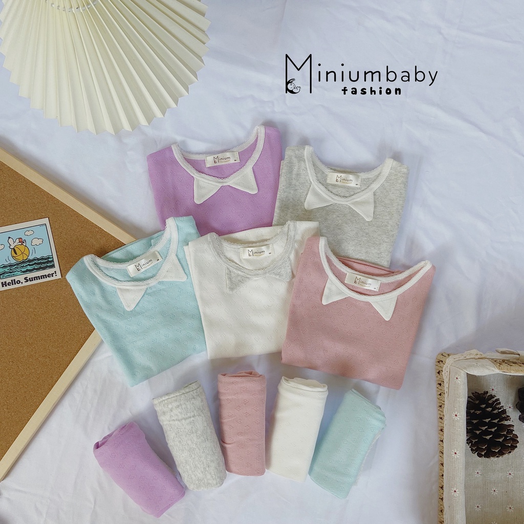 Bộ cộc tay thiết kế cổ tai mèo bé trai, bé gái Minium, bộ thiết kế đẹp chất liệu cotton