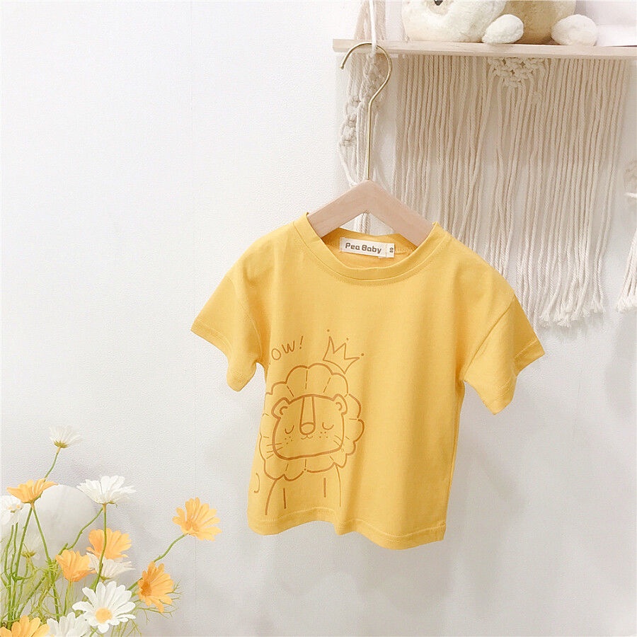 Áo Thun Cotton Tay Ngắn In Họa Tiết Hoạt Hình Phong Cách Hàn Quốc Thời Trang Mùa Hè Cho Nữ