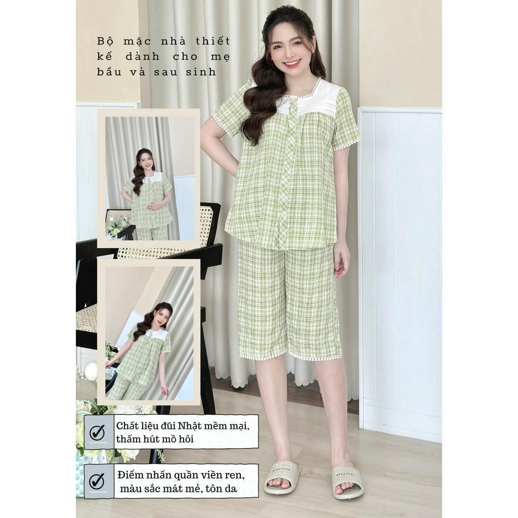 Set bộ bầu và sau sinh ở nhà dạo phố đũi mát mẻcúc thật mở ti tiện lợi Joamom BB105