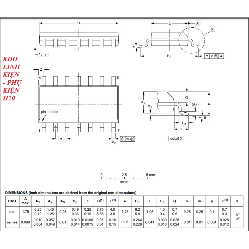 (2 CON) IC LOGIC 74HC125D - CHÍNH HÃNG NEXPERIA - MỚI 100%