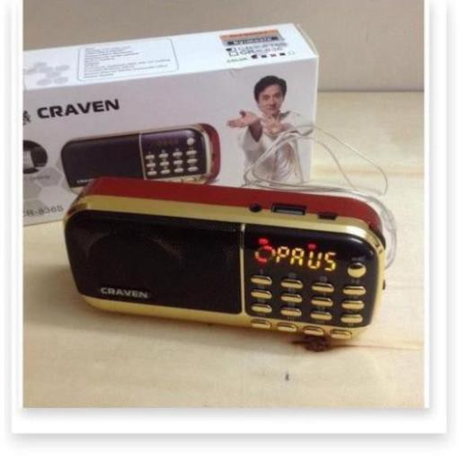 Loa Craven CR-836S , 836S Nghe Nhạc Thẻ Nhớ, USB, FM Chính Hãng Có Đèn PIN, Cắm Tai Nghe