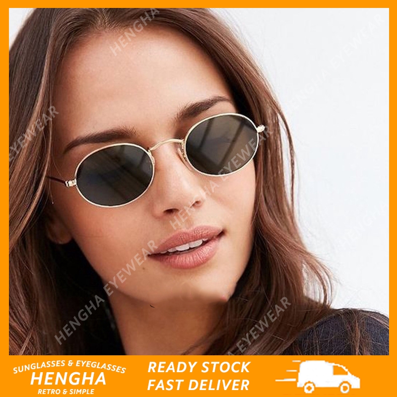 Kính Mát Hình Oval Gọng Kim Loại Chống Tia UV400 Phong Cách Retro RB3547