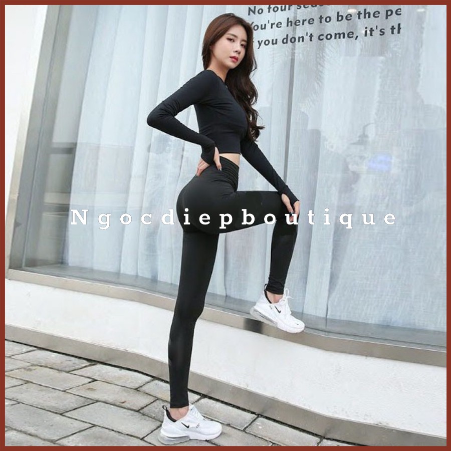 Quần legging nữ túi gấu Brown màu đen co giãn 4 chiều