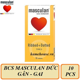 Bao cao su gân gai  Masculan Das Kondom Ribbed + Dotted (hộp 10 chiếc)