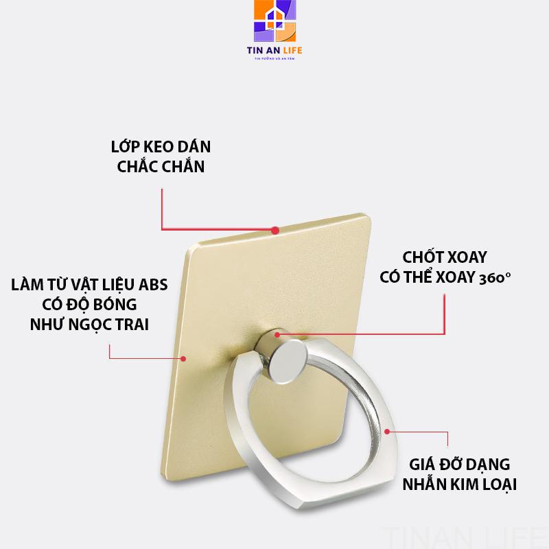 Giá đỡ điện thoại di động hình chữ nhật sang trọng, Giá đỡ dạng nhẫn xoay đa năng bằng hợp kim
