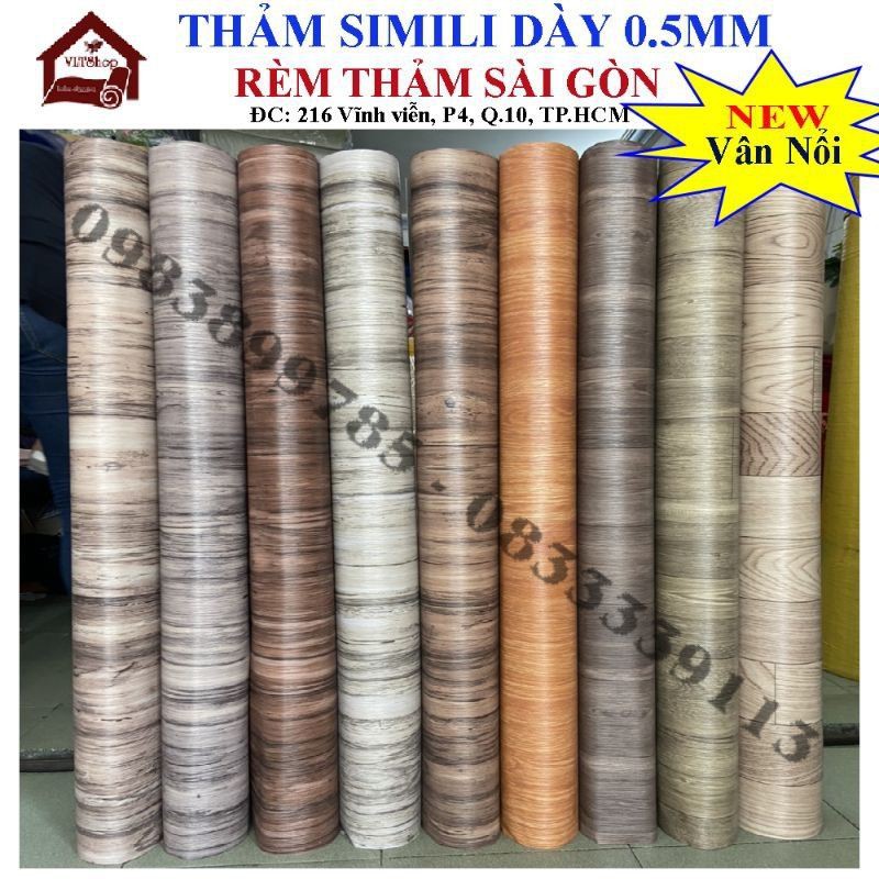 THẢM NHỰA SIMILI VÂN GỖ XÁM MỜ 0.5m x khổ 2m