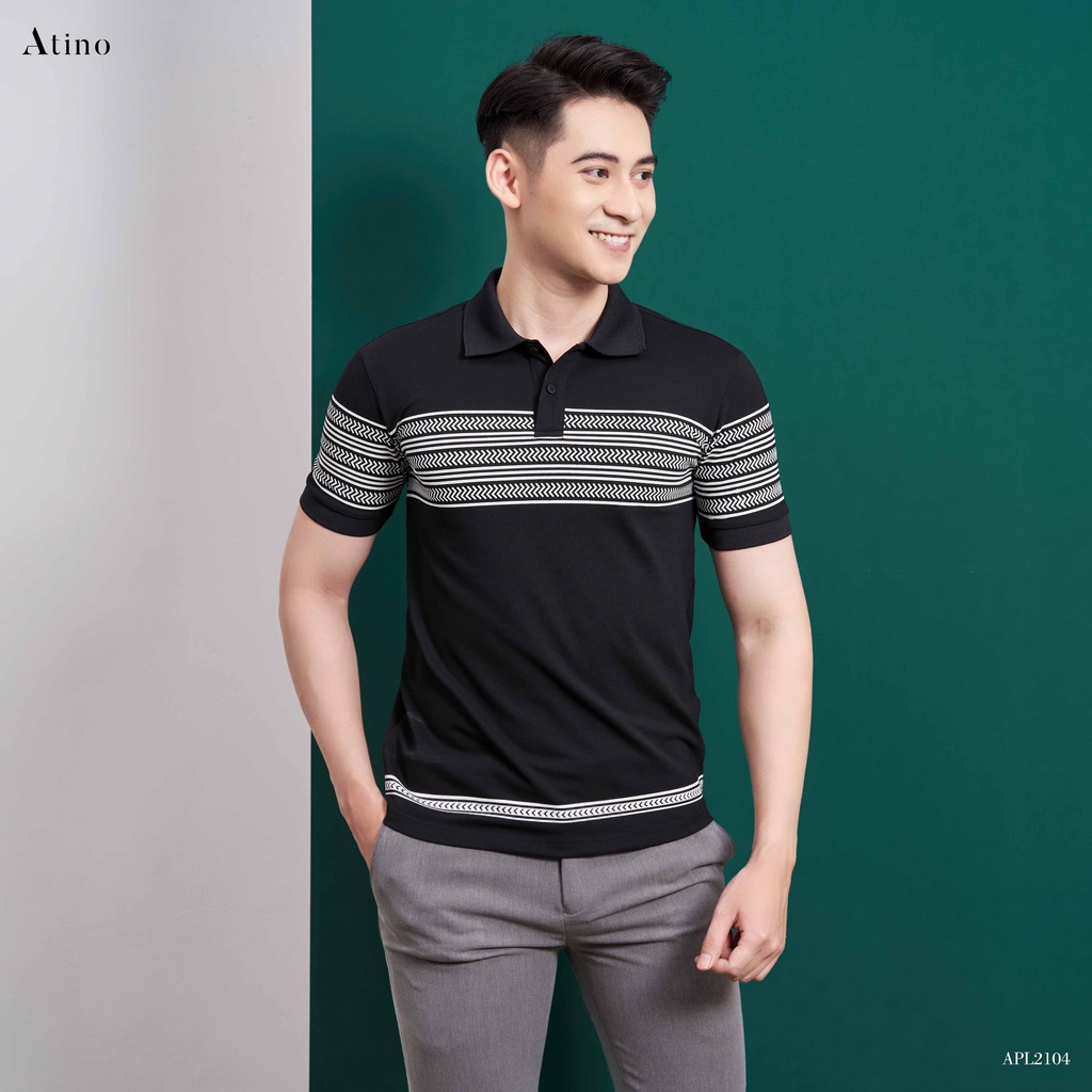 Áo Polo Nam in hoạ tiết CHEVRON ATINO vải cá sấu Cotton cao cấp sang trọng lịch lãm regular APL2104 | BigBuy360 - bigbuy360.vn