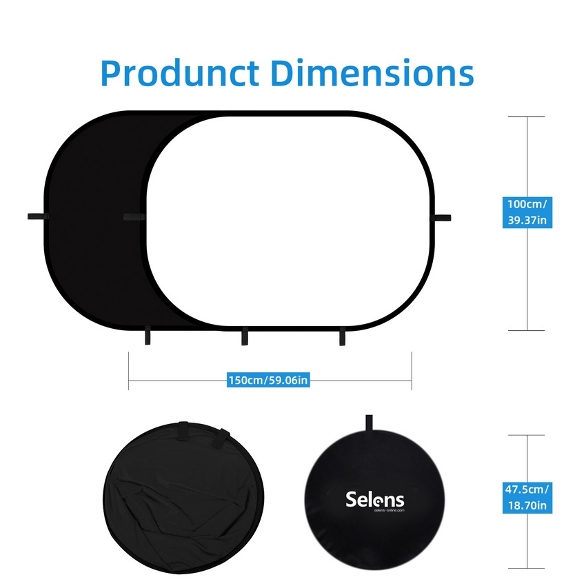 Phông nền chụp ảnh SELENS hai mặt trắng/ đen có thể gấp gọn tiện dụng