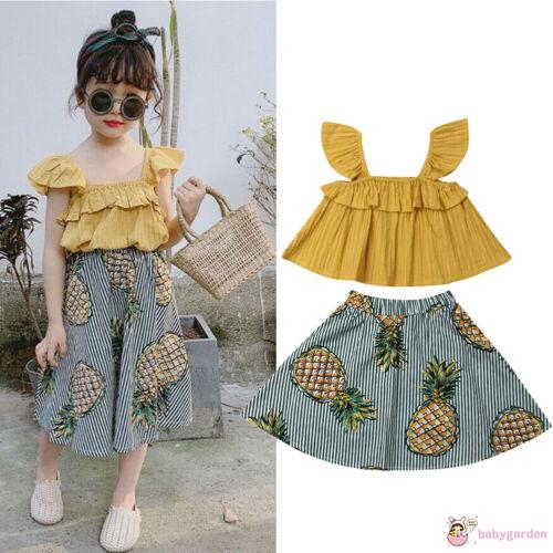 Set áo hai dây hở lưng + chân váy hoa xinh xắn cho bé gái