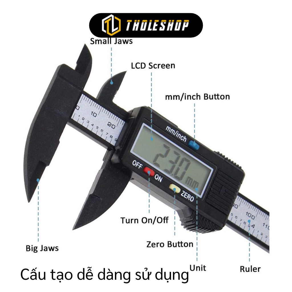 Thước Điện Tử GIGAHOME Thước Kẹp Kỹ Thuật Số Vernier Caliper Đo Đường Kính Sợi Nhựa 6232