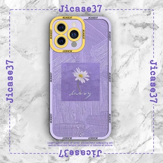 Ốp lưng iphone và samsung xiaomi oppo cạnh vuông Jicase Hoa cúc nền tím 