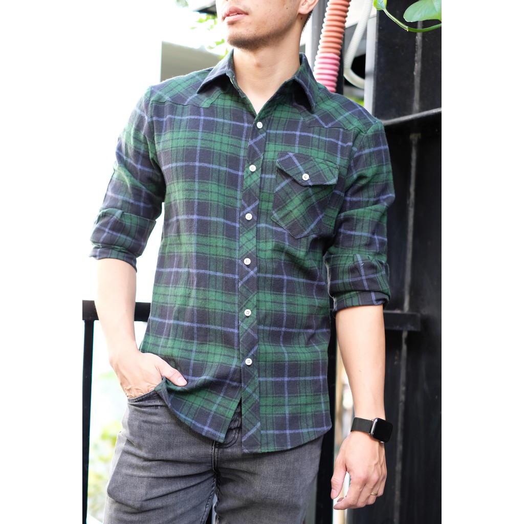 Áo sơ mi dạ kẻ cotton cực chất đường may tỉ mỉ tinh tế thiết kế hiện đại trẻ trung