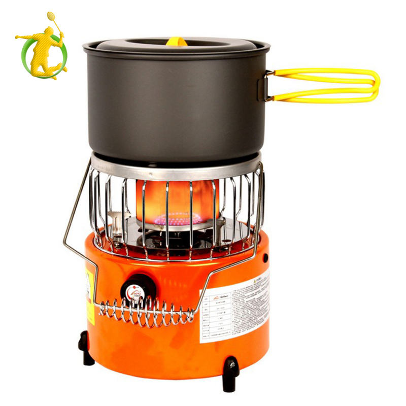 [Fitness]2 in 1 Gas Heater BBQ Grill Winter Heating Cooker Stove 2KW for BBQ Fishing