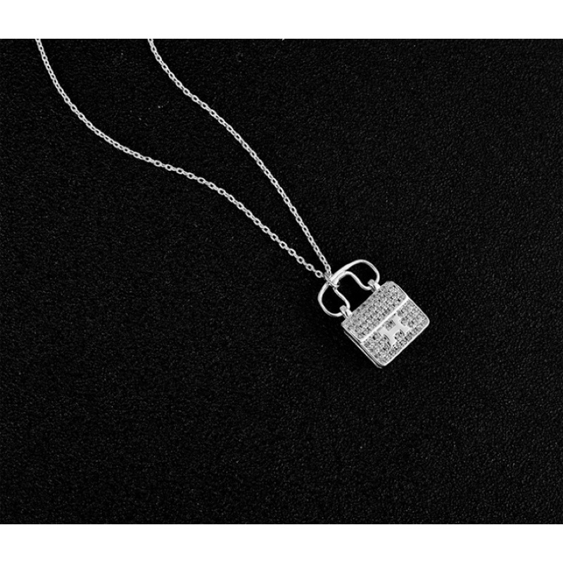 Dây chuyền titan mặt hình túi xách Kelly đính đá không gỉ