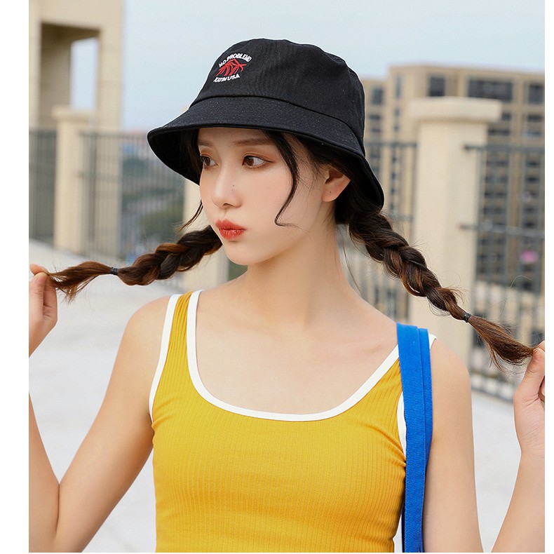 Nón bucket cây dừa - Mũ bucket unisex thêu chữ size M (57-59cm)