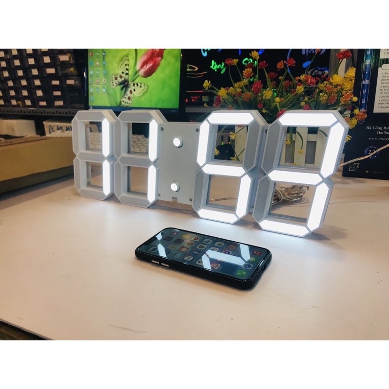 Đồng hồ led treo tường 3D cao cấp - Dùng APP Mobile - Đổi 3 màu