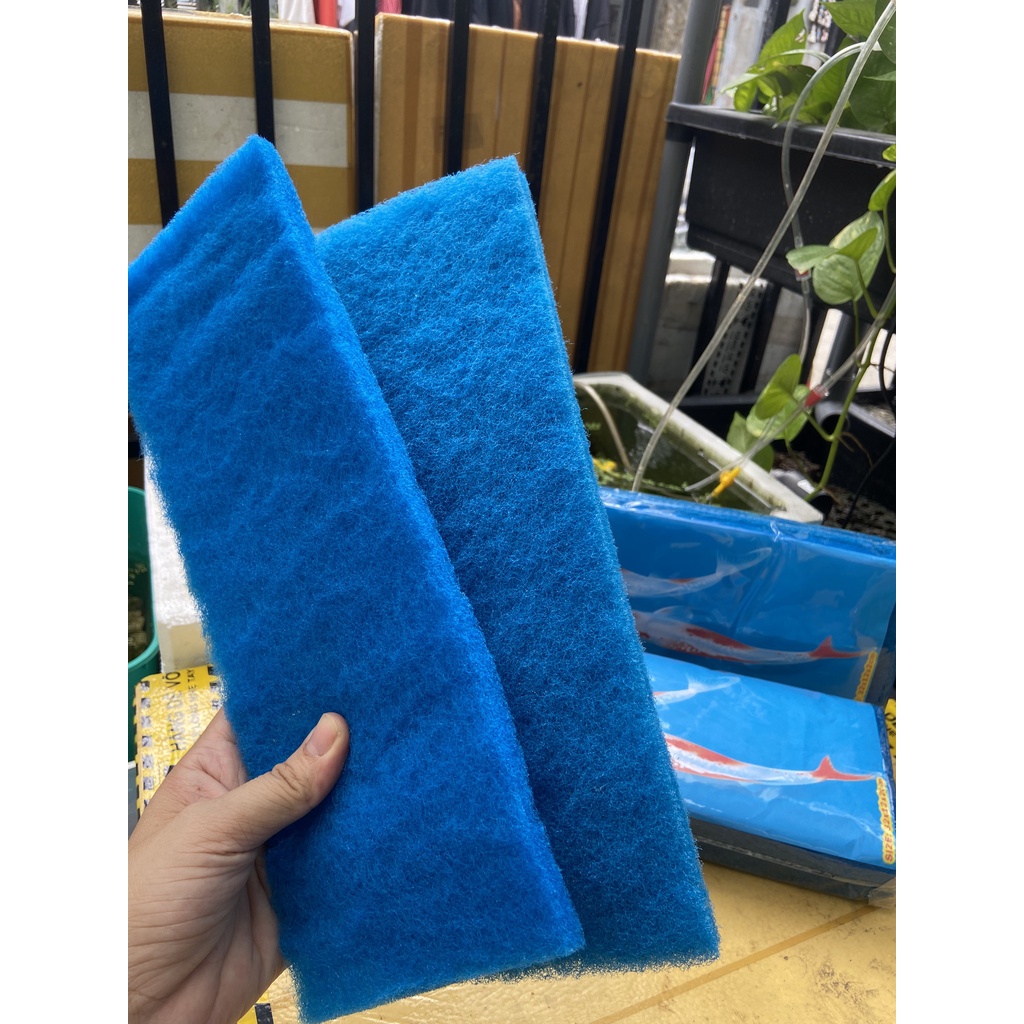 Bông lọc màu xanh cho hồ cá