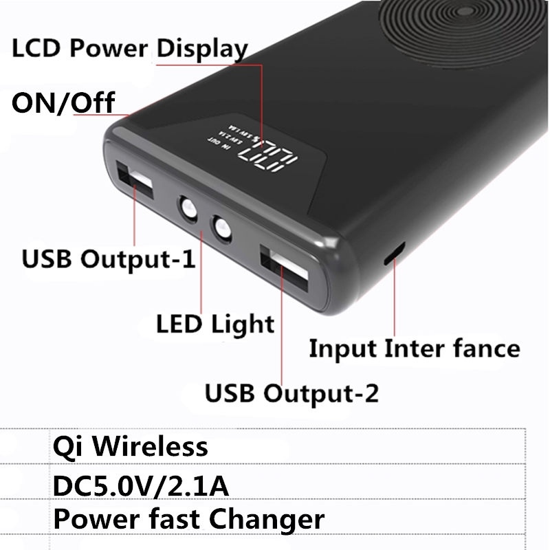 Sạc Dự Phòng KRECOO Tích Hợp Cáp Sạc Nhanh 2A Dành Cho Iphone Hai Cổng Đầu Ra Micro USB Và Type C