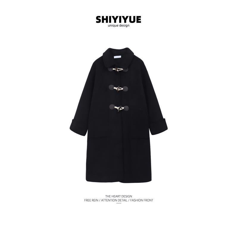 Áo Khoác Len Dáng Rộng Dài Vừa Vặn Cài Nút Sừng Phong Cách Hàn Quốc Thời Trang Thu Đông Cho Nữ