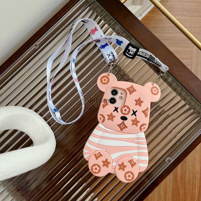 Ốp Điện Thoại Hình Gấu Bông 3D Gắn Dây Đeo Cho Xiaomi Redmi Note 11 10 10s Note 9s 8 Pro Redmi 9T 9A 9i 10