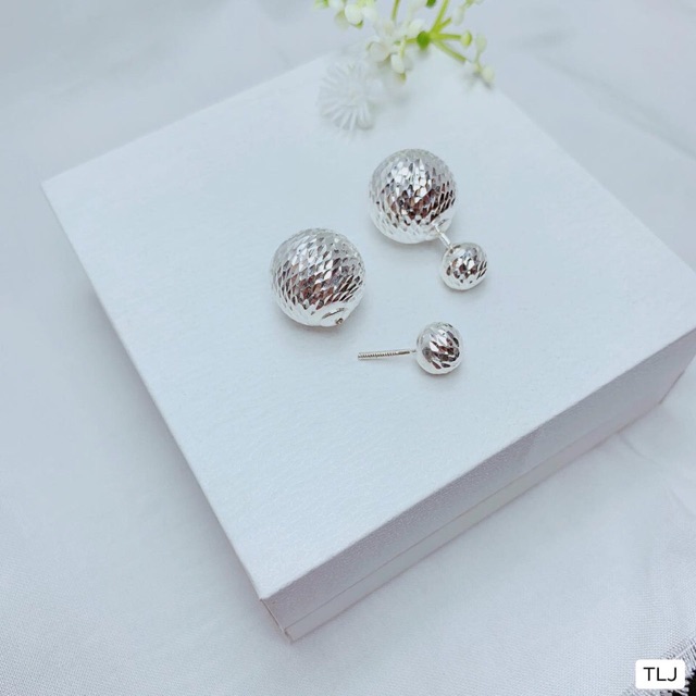 BÔNG TAI CẦU PHAY SÁNG ĐẸP CHUẨN BẠC TA - THJ SLIVER