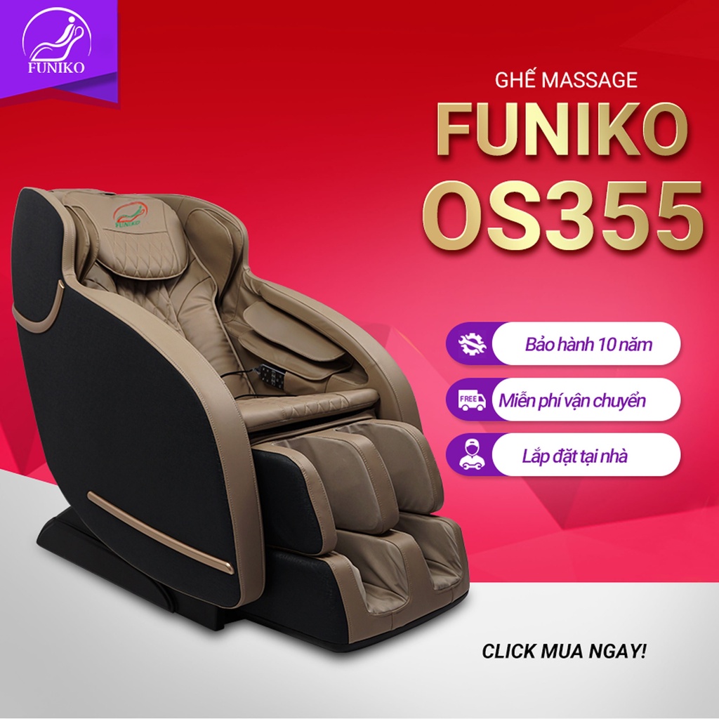 Ghế massage toàn thân bảo hành 10 năm 4D di chuyển thư giãn trị liệu chuyên sâu Funiko OS 355