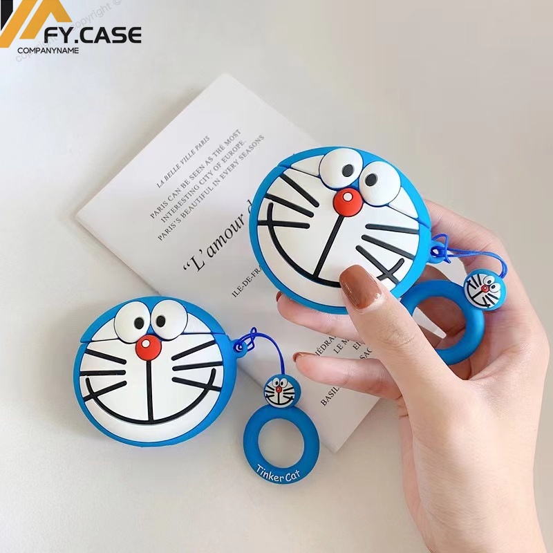 Vỏ Bảo Vệ Hộp Sạc Tai Nghe AirPods 1 2 3 Pro Bằng Silicon Họa Tiết Hoạt Hình Doremon Dễ Thương Chống Sốc Kèm Móc Treo Tiện Dụng