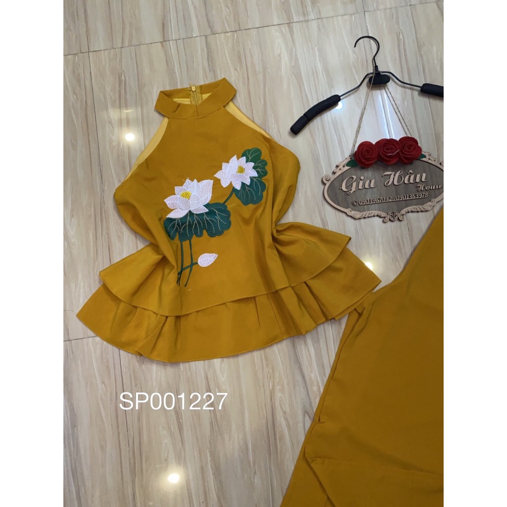 [FREESHIP] Set yếm suông thêu sen