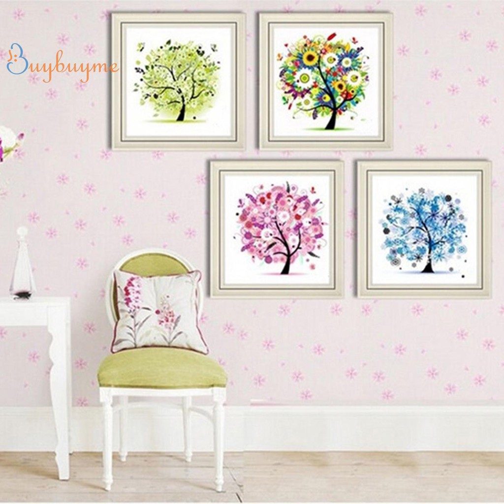 Bộ tranh đính đá 5D DIY hình cây cối 4 mùa dành cho trang trí nhà cửa | BigBuy360 - bigbuy360.vn