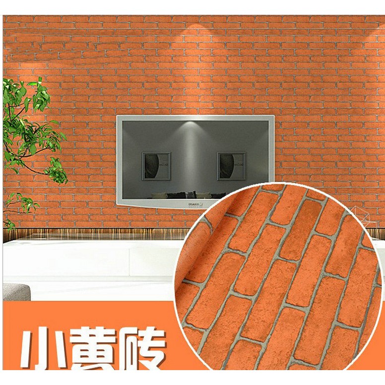 Decal giấy dán tường gạch vàng sẫm