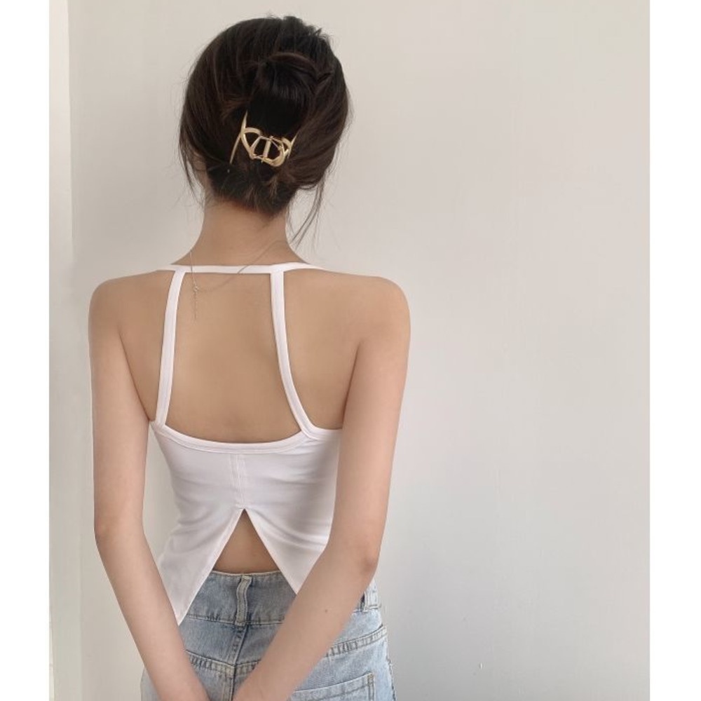 Ahoyeap Áo hai dây ngắn có đệm ngực thiết kế lưng đẹp quyến rũ thời trang mùa hè cho nữ